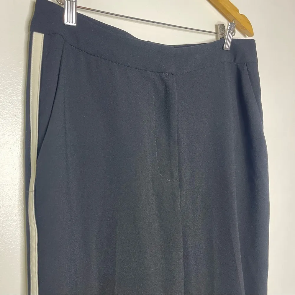 Jason Wu Women's Black Side Stripe Flat Wide Leg Trouser Dress Pants Size 10 - Image 6