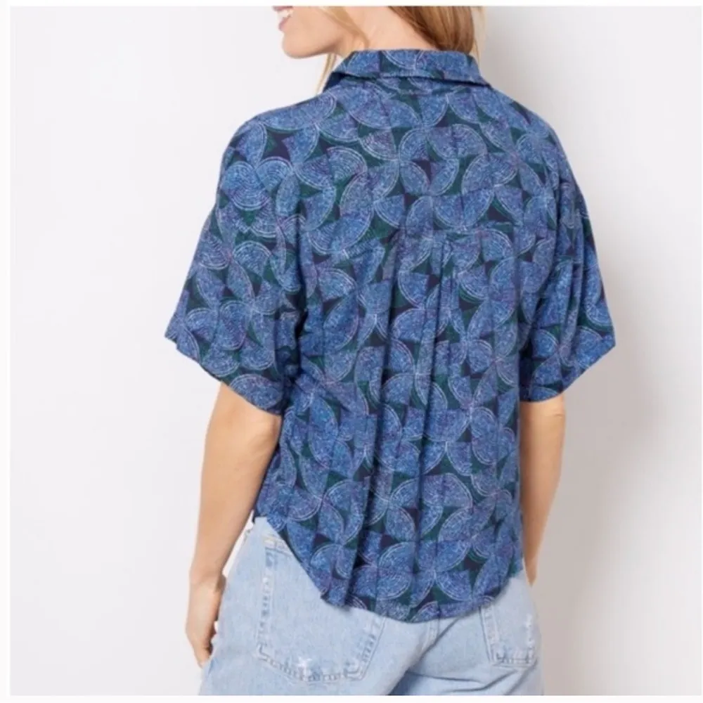 EVEREVE Laurena Resort Button-up Short-Sleeve Print Shirt W1611 Sz M - Image 3