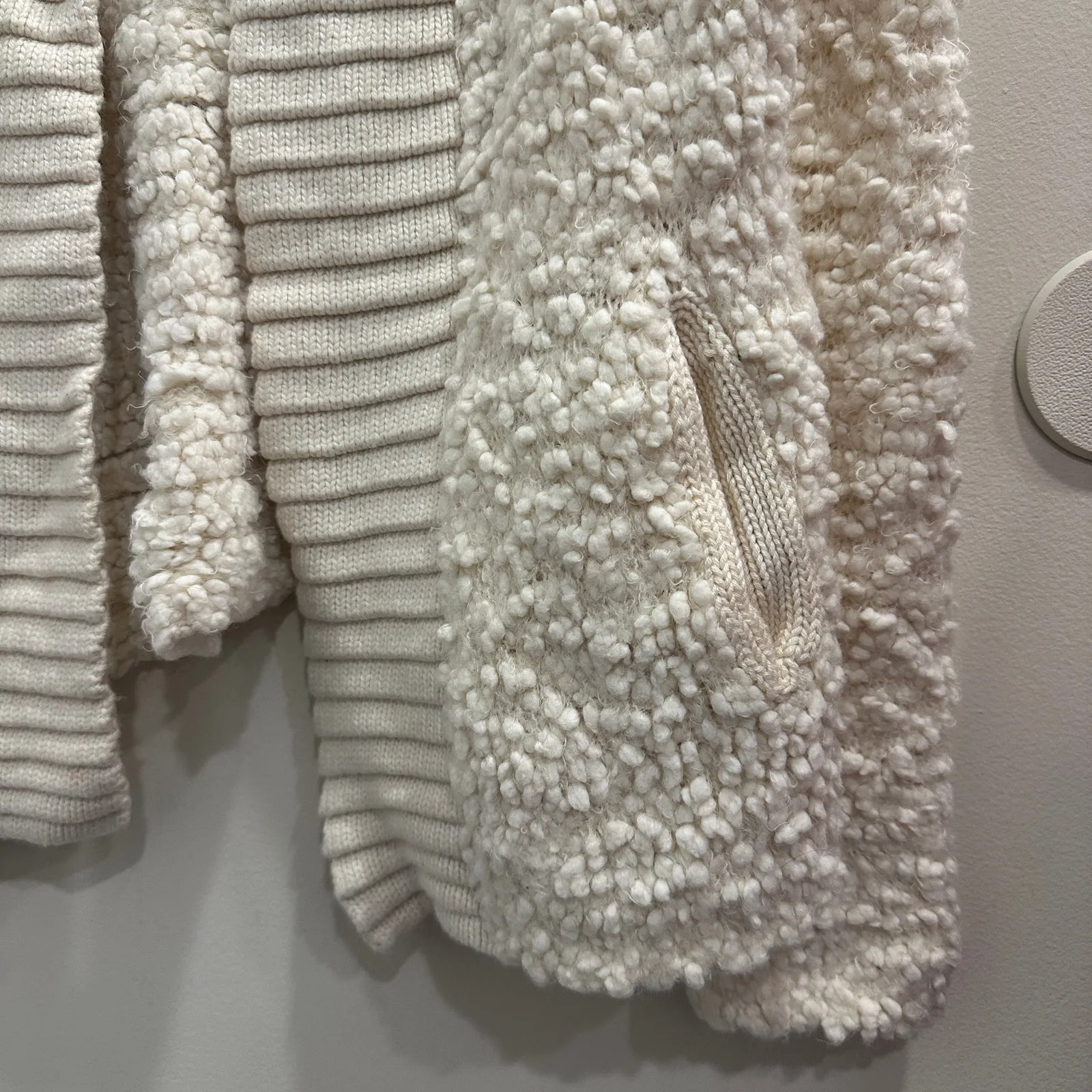 Anthropologie Sleeping on Snow Ivory Boucle Open Cloud Cardigan Cozycore Soft XS - Image 4