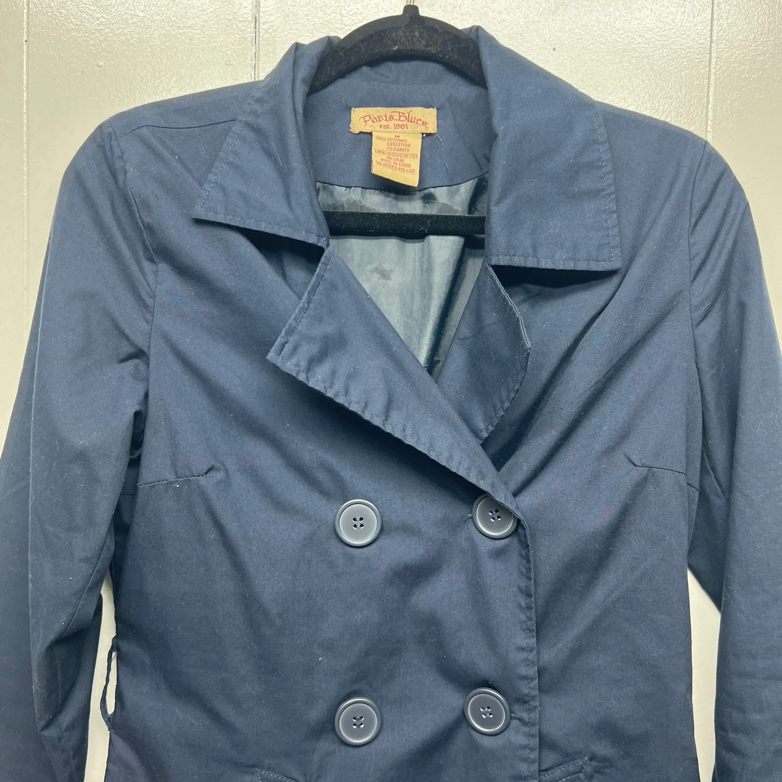 Paris Blues 90s Y2K Vintage Juniors Double Breasted Navy Blue Jacket Size Medium - Image 3