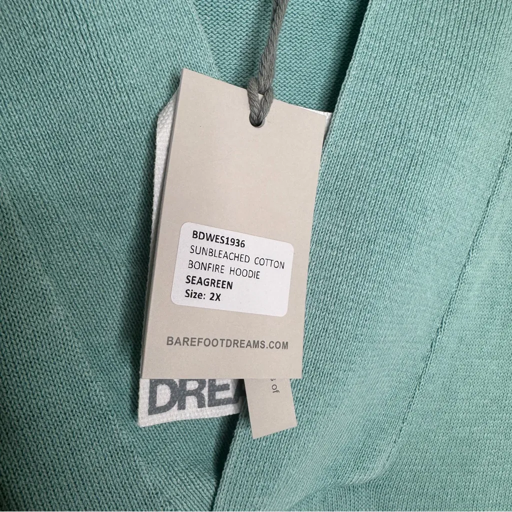 NWT Barefoot Dreams Sunbleached 100% Cotton Bonfire Hoodie Seagreen 2X - Image 13