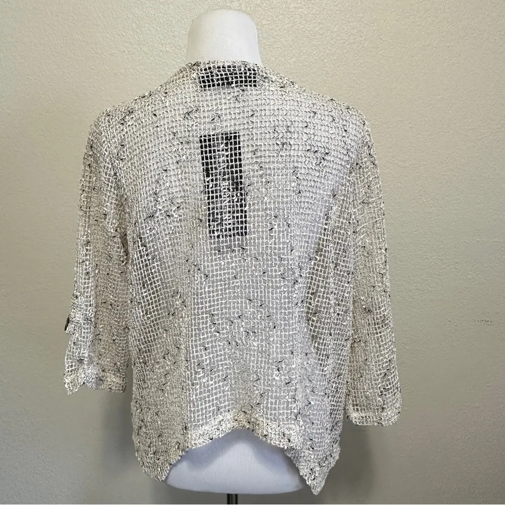 Nina Leonard Sheer Knit Cardigan with Coconut Buttons size L - Image 5