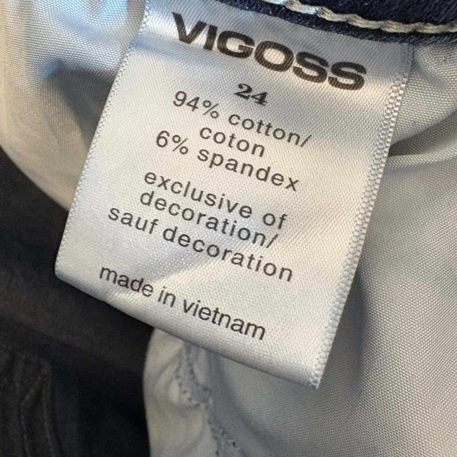 Vigoss Boot Cut Jeans Dark Wash Embellished Pockets Size 24 - Image 9