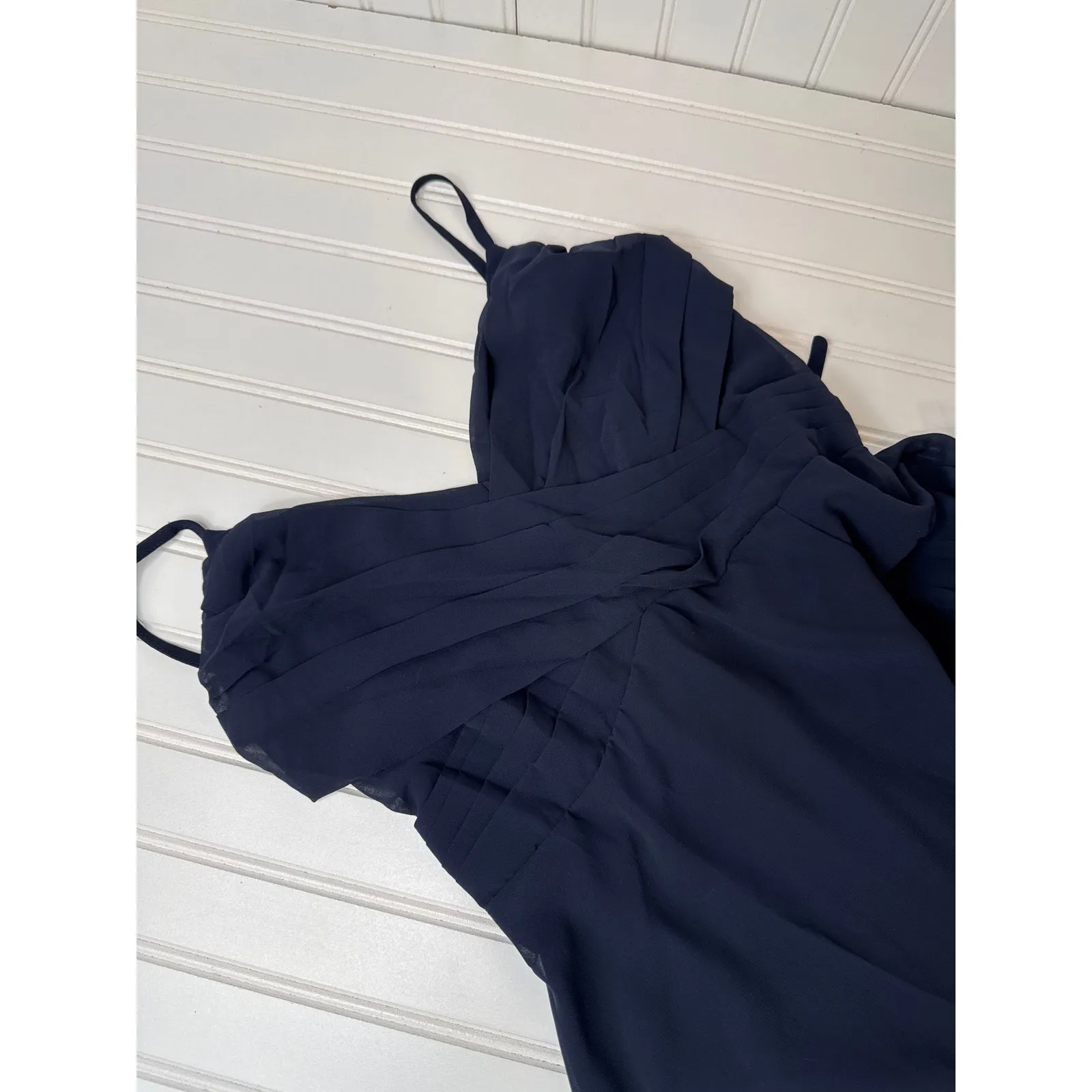 NWOT Lulus Event Ready Navy Backless Lace-Up Maxi Dress Wedding Bridesmaid Sz L - Image 5