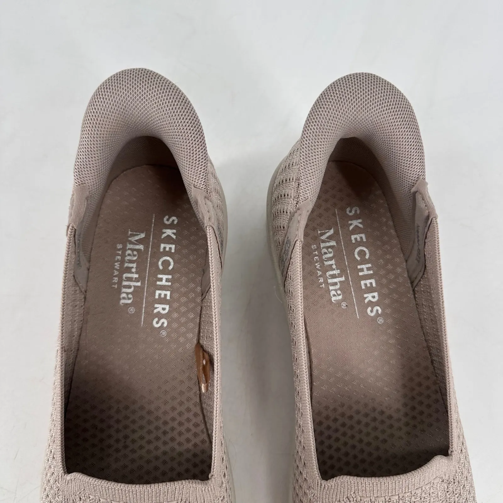 Skechers Martha Stewart Slip On Wedges Women's Taupe Knit Wedge Sneakers Size 9 - Image 5