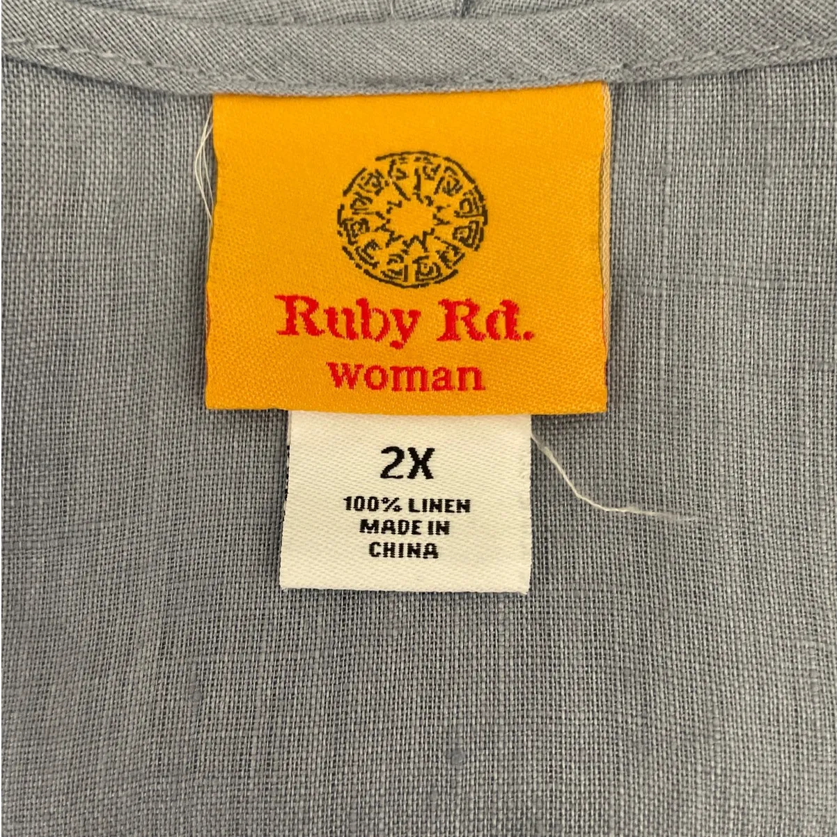 Ruby Rd Woman Vest Top 2X Blue Linen Crochet Trim Open Front Beachy Boho Cowgirl - Image 2