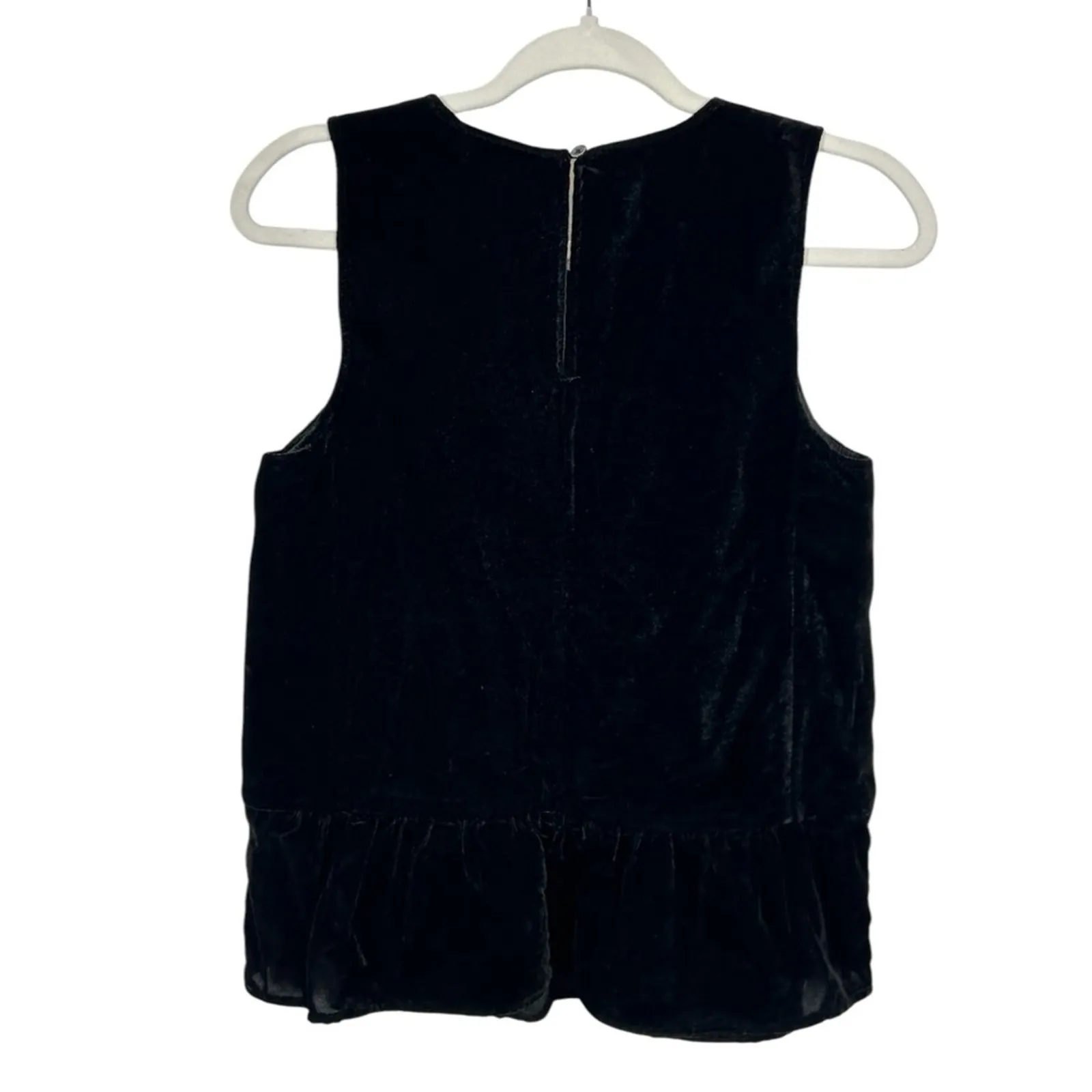 J. Crew Black Velvet Sleeveless Peplum Top Size 2 Y2K Grunge Academia Style - Image 9