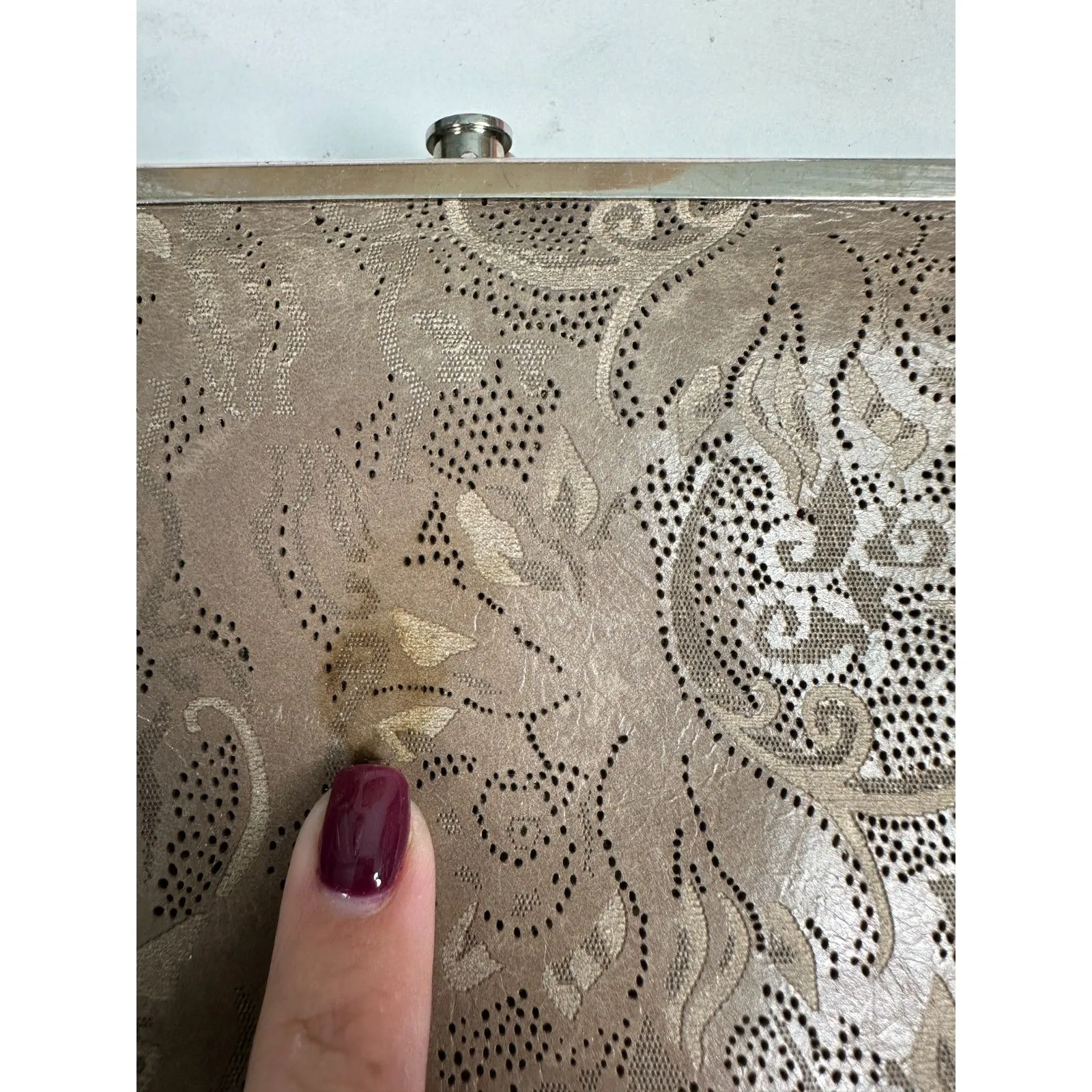 Hobo International Lauren Clutch Brown Floral Silver Hardware - READ - Image 2