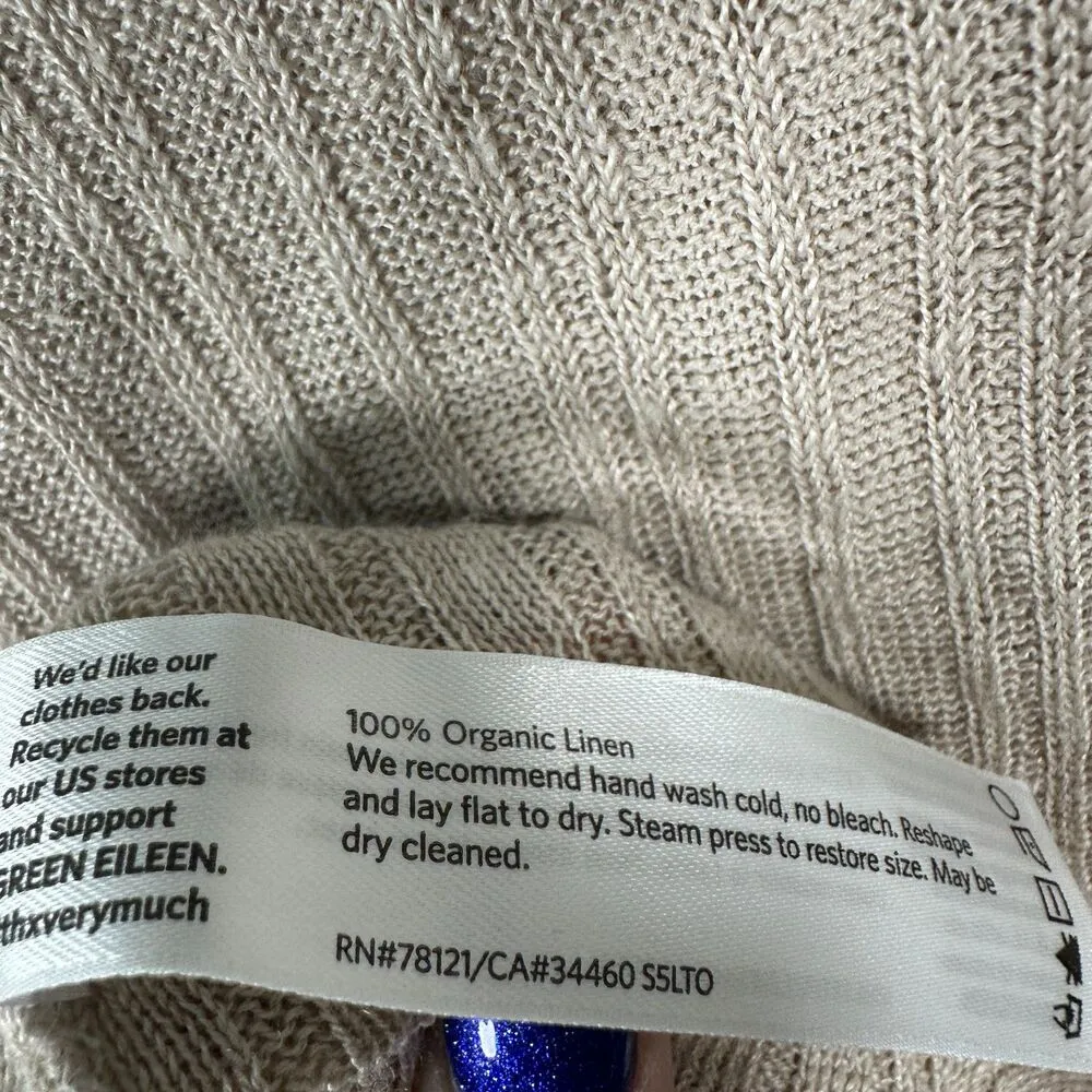 Eileen Fisher Cream Beige Organic Linen Button Duster Cardigan Medium - Image 3