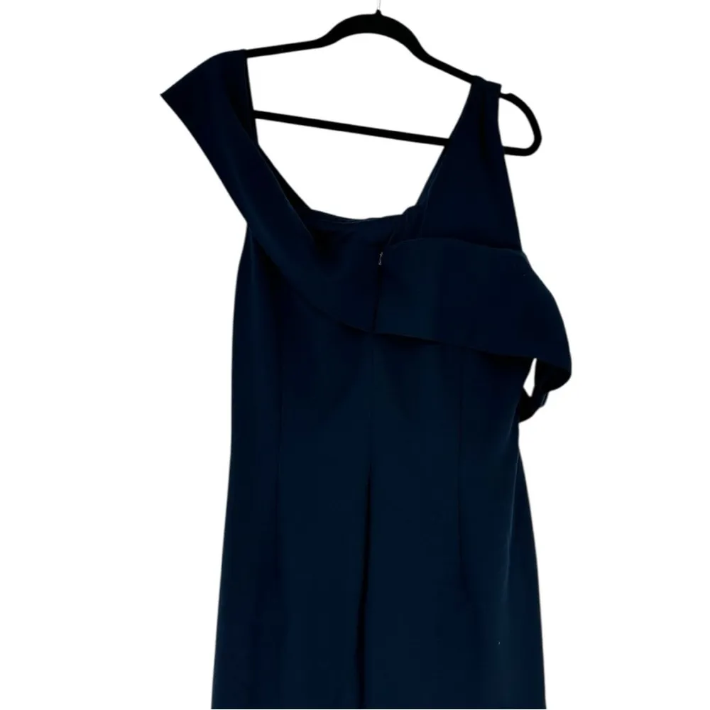 Theia Navy Mermaid Gown size 22 Full Length One Shoulder Wedding Formal Event Blue - Image 7