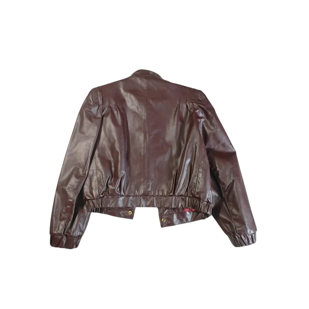 Bomber Jacket Northside Fashions Genuine Leather Vintage 1970s Burgundy Size 11 Red - Image 16