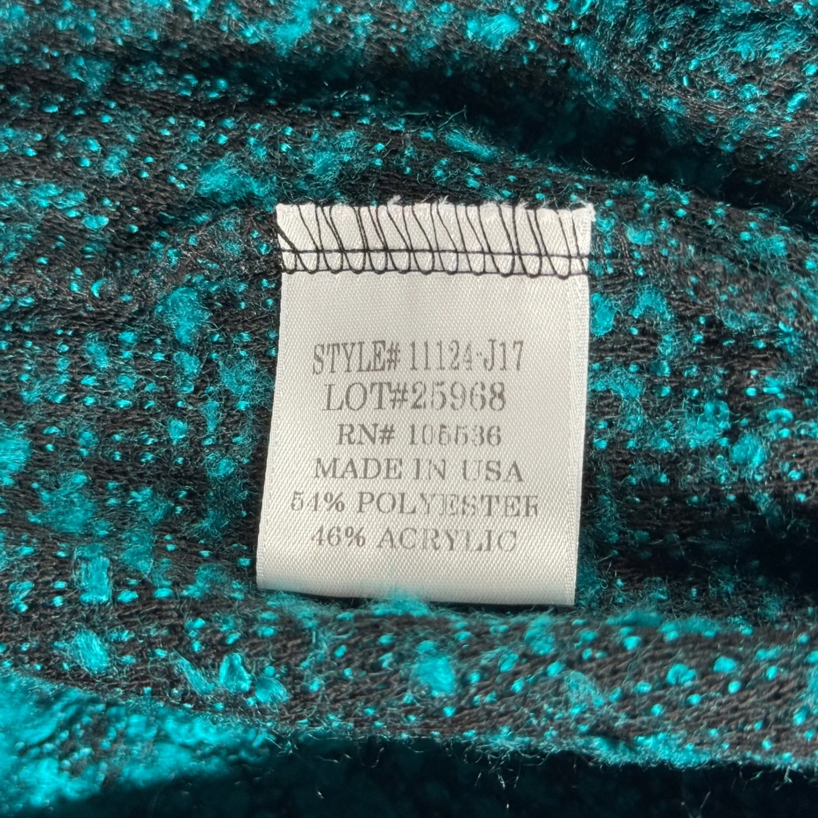 Slinky Brand Cardigan Women Open Front Textured Knit Casual Teal Black XL - Image 7