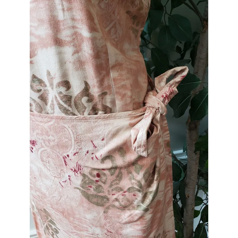 Caribbean Joe. Long Maxi Dress Womens Size L Pink Round Neck Sleeveless Back Zip - Image 10