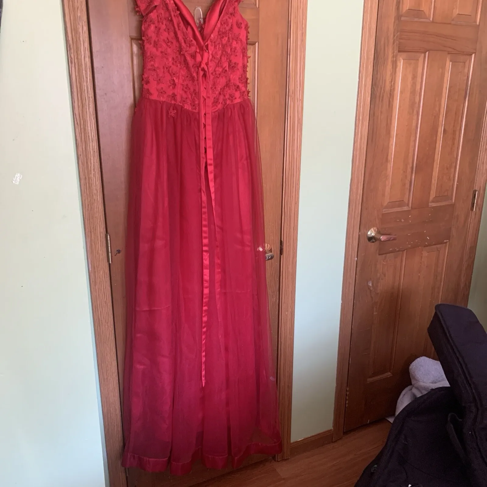 Ever Pretty Red Lace Formal Dress Size 10 Off Shoulder Evening Gown Prom Wedding - Image 3