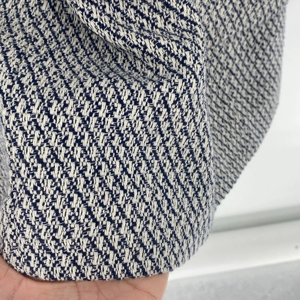 Zara Basic Collection tweed blue white contemporary coat longline size XS - Image 9