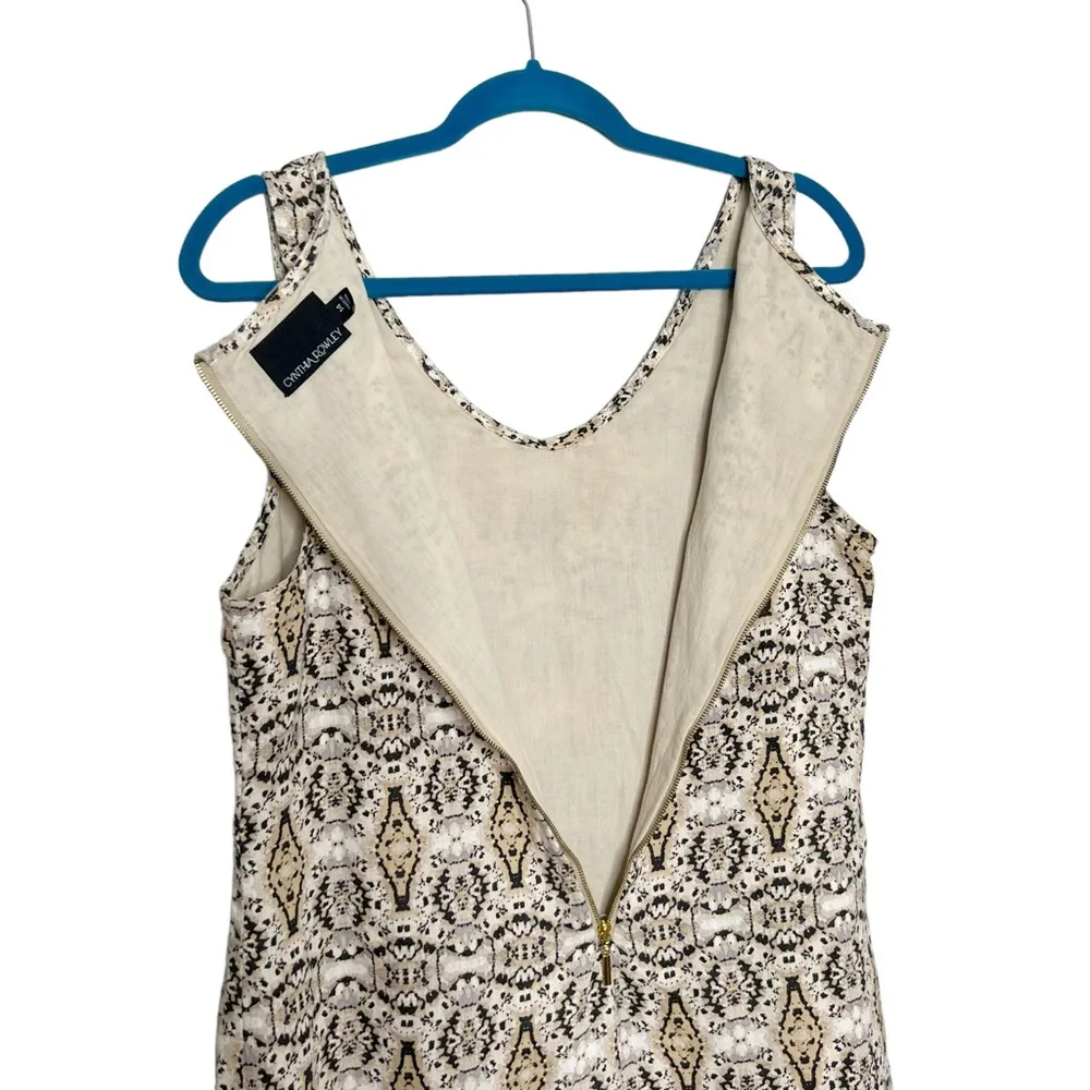 Cynthia Rowley 100% Linen Geometric Ikat Sleeveless Sheath Dress - Image 10