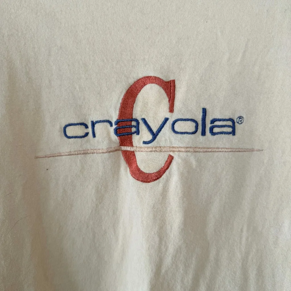 Sope Creek Vintage Crayola Embroidered Logo Tee 100% Cotton Small Y2K Pink - Image 3