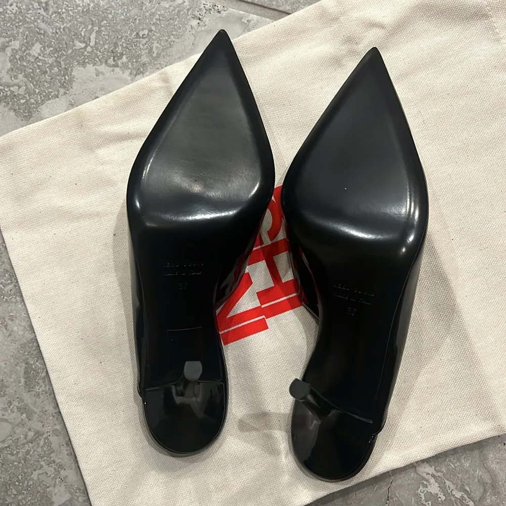 Gia Borghini Abella Patent Pointed Toe High Heel Mules Black Size 37 New+DustBag - Image 6