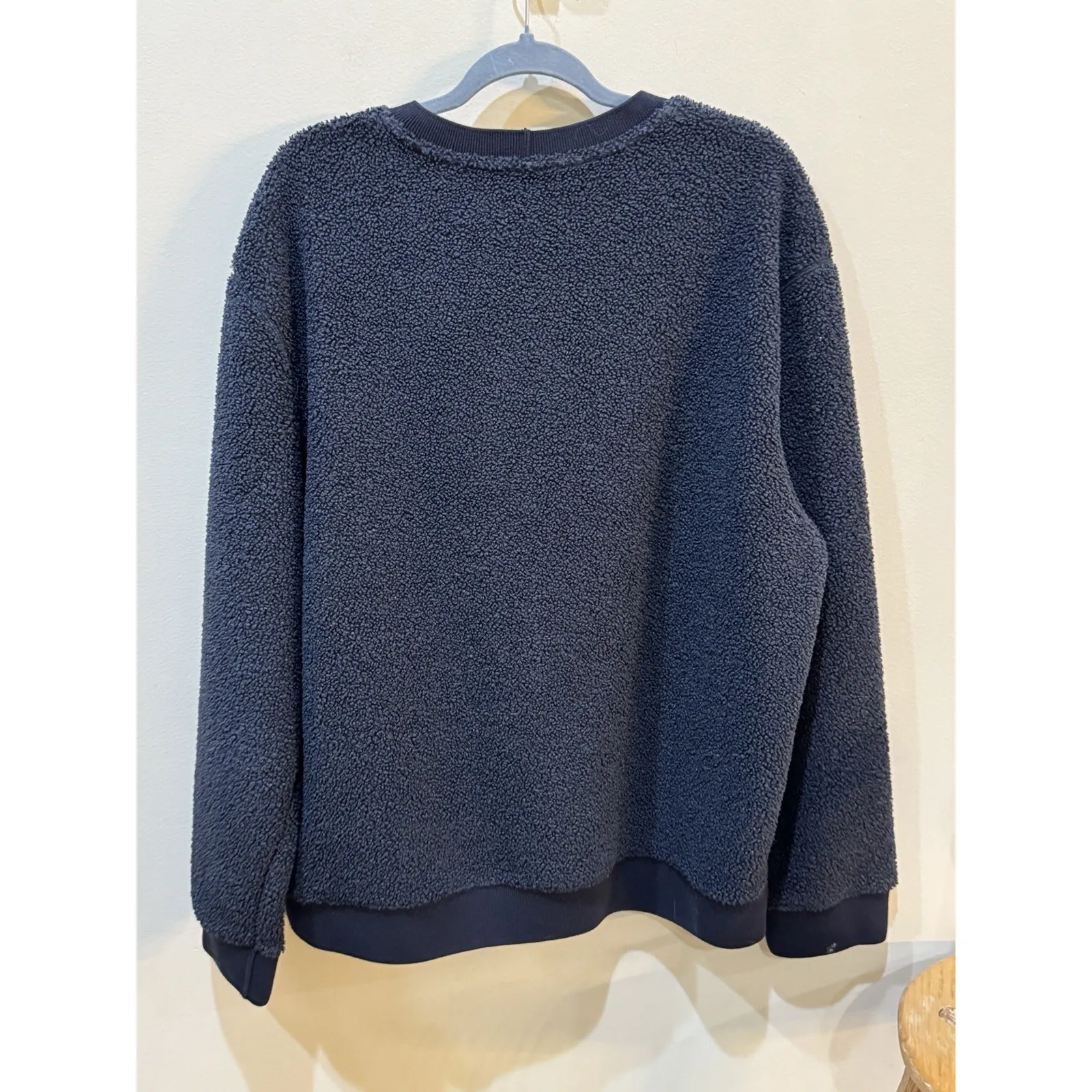 Cos Women's Oversized Relaxed Fit Pullover Sweatshirt Teddy Texture Dark Blue - Image 3