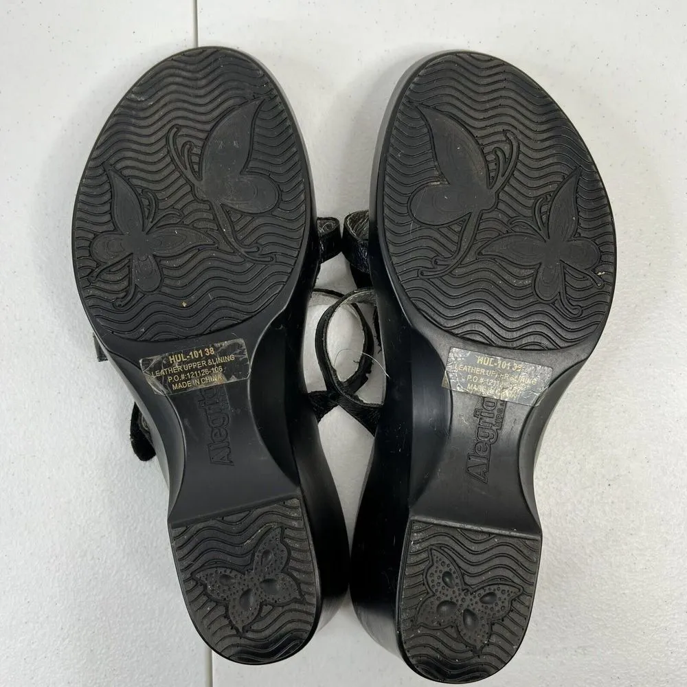 Alegria Sz 38 8 8.5 Sandals Hul-101 Black Leather Flower Concho Women’s Comfort - Image 10