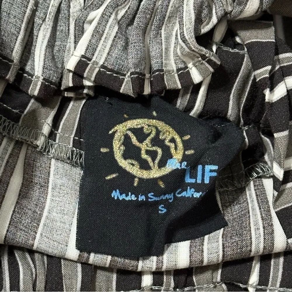 Planet Blue Life Women’s S Black Grey Striped Cheri Lace Up Top Paperbag Shorts - Image 14