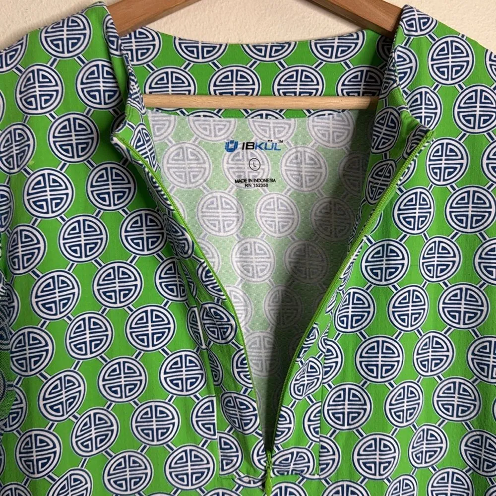 IBKUL Aida UPF 50+ Zip Long Sleeve Dress size large outdoors beach sun resort Green - Image 6