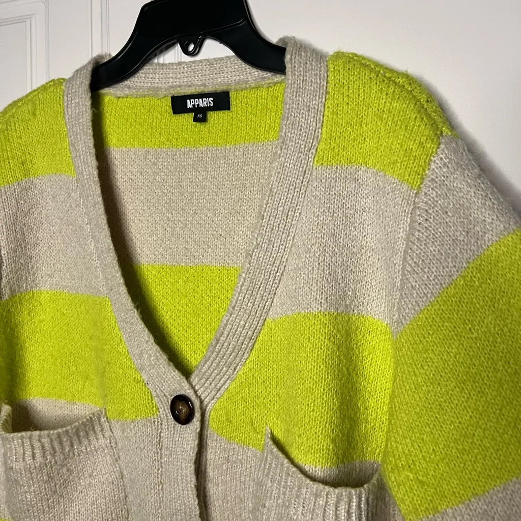 Apparis Marcella Re Knit Kiwi Stripe Cardigan Sweater Green Size XS - Image 8