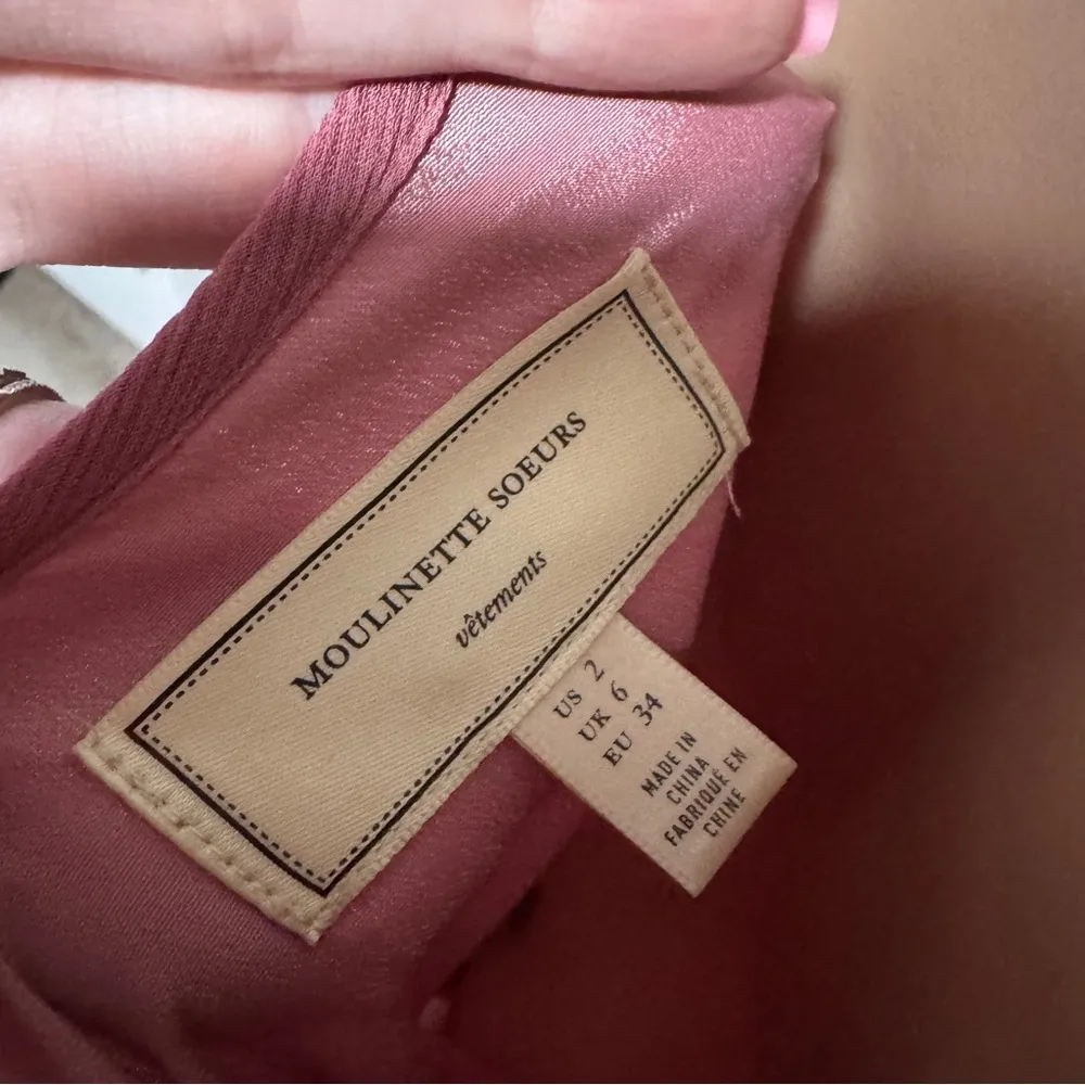 Moulinette Soeurs Anthropologie Ragan Ruffled Dusty Pink Mauve Feminine Dress - Image 9