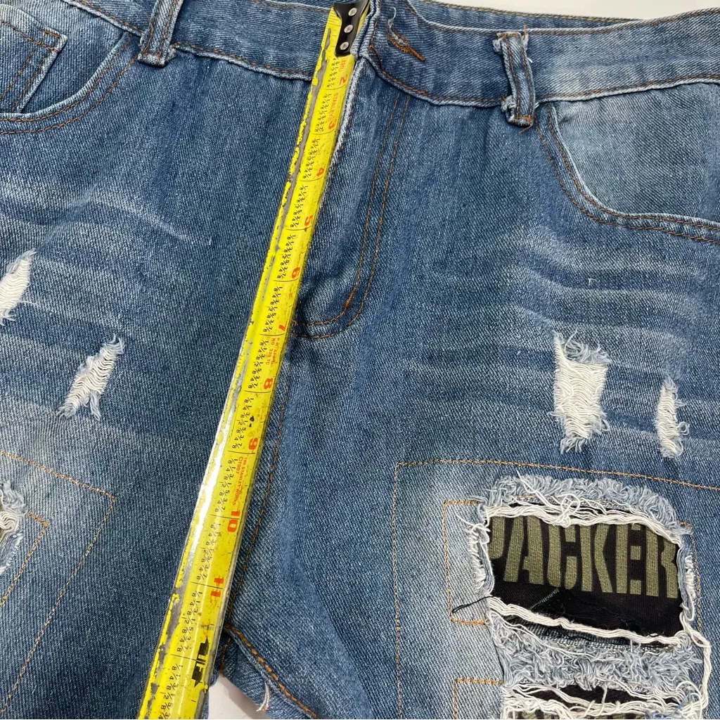 Green Bay Packers Women’s Jeans M Distress Patchwork Football Team Fan Game Wear Blue Size undefined - Image 6