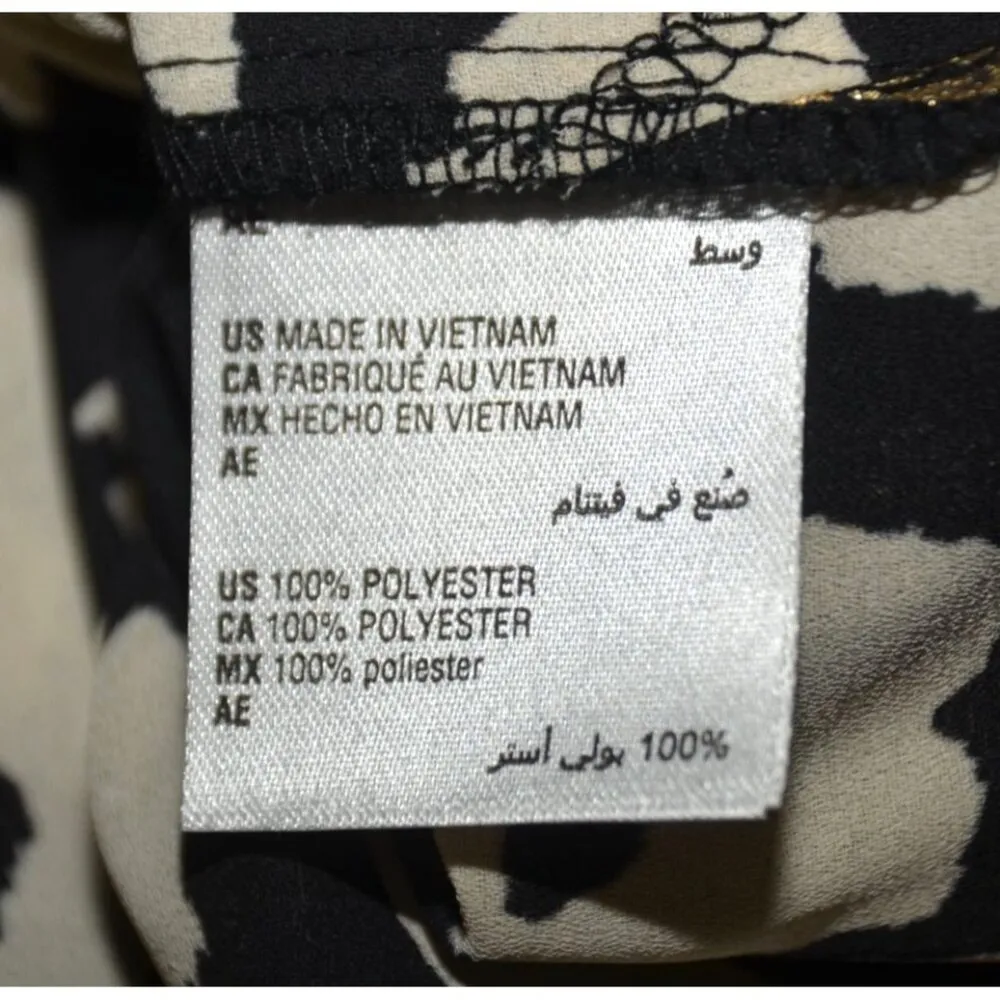 JM Collection Black Print Tunic 3/4 Sleeve V-Neck Blouse Size M Metallic Sequin - Image 10