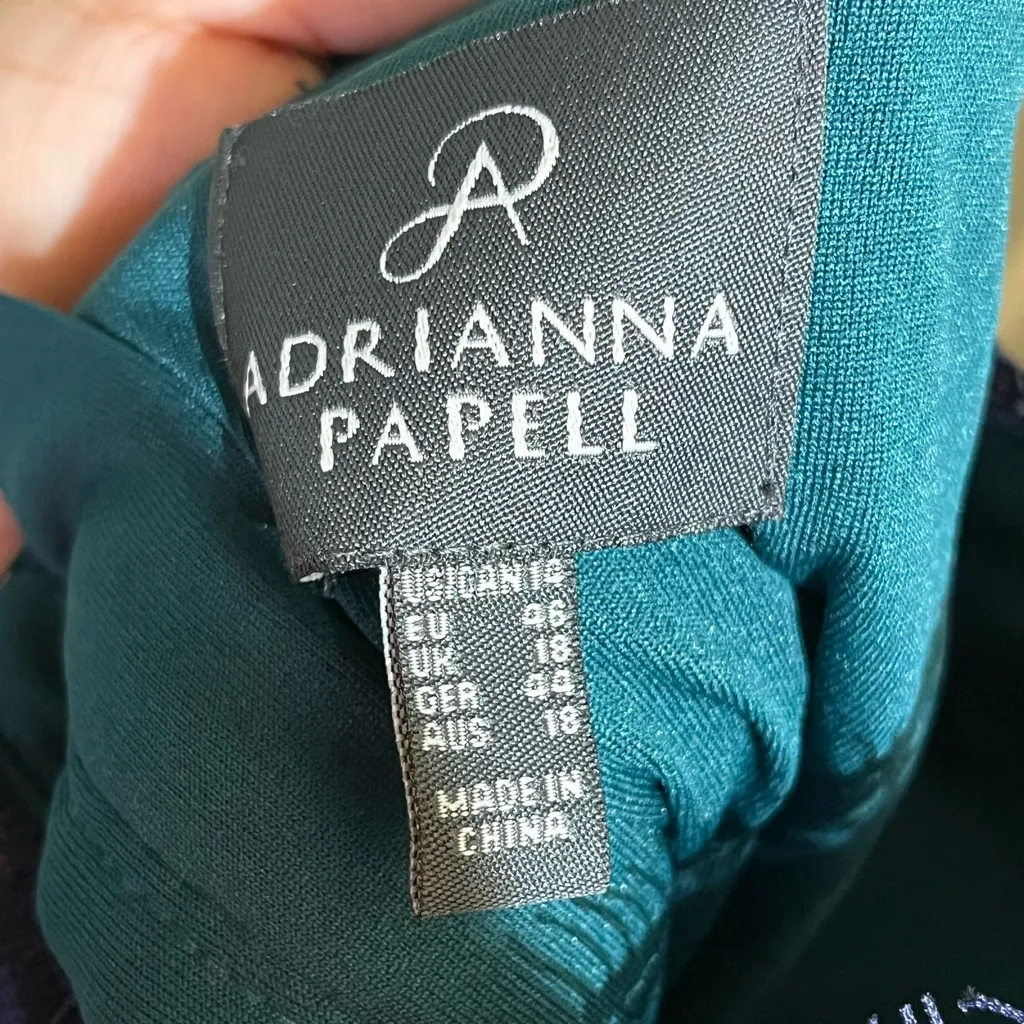 Adrianna Papell Navy Lace Sheath Dress 14 NWT Scallop Neck 3/4 Sleeve - Image 9