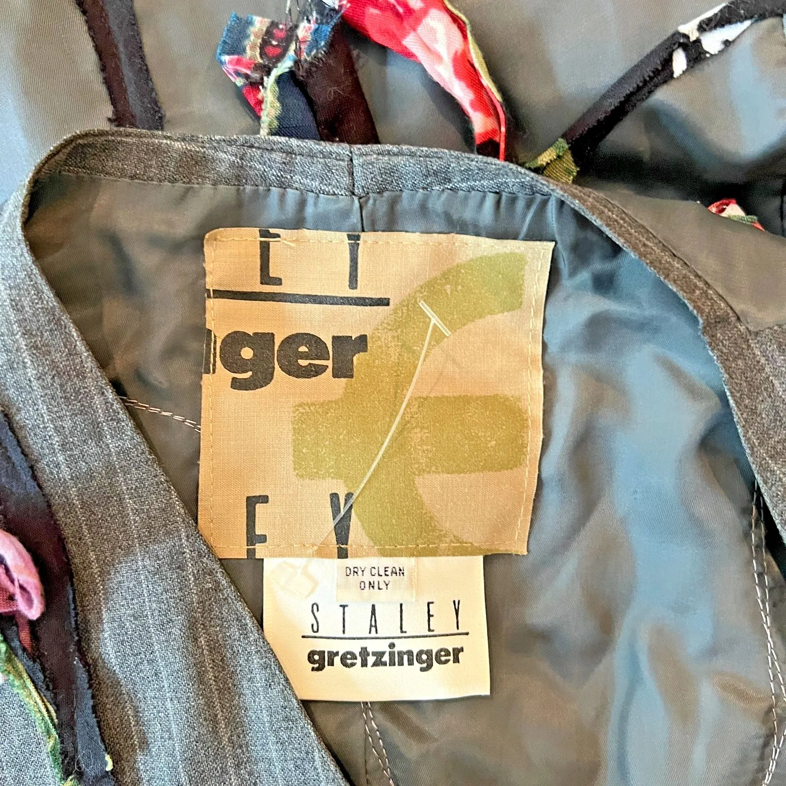 Staley Gretzinger pinstripe Med vest floral fabric embellishments multicolor Gray - Image 6