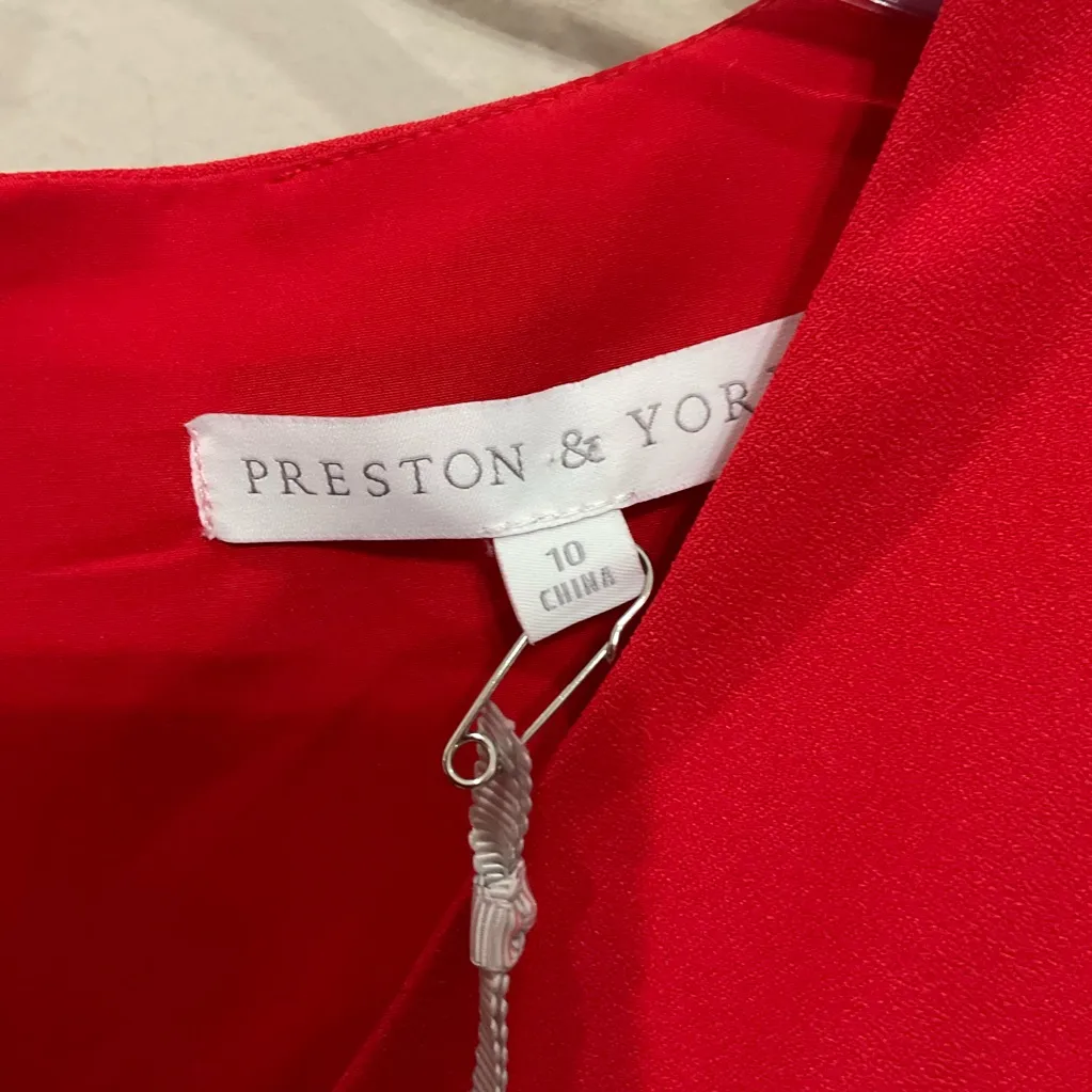 Preston & York Red Jumpsuit Kayla Tie Waist Jumper Size 10 New Pants - Image 4