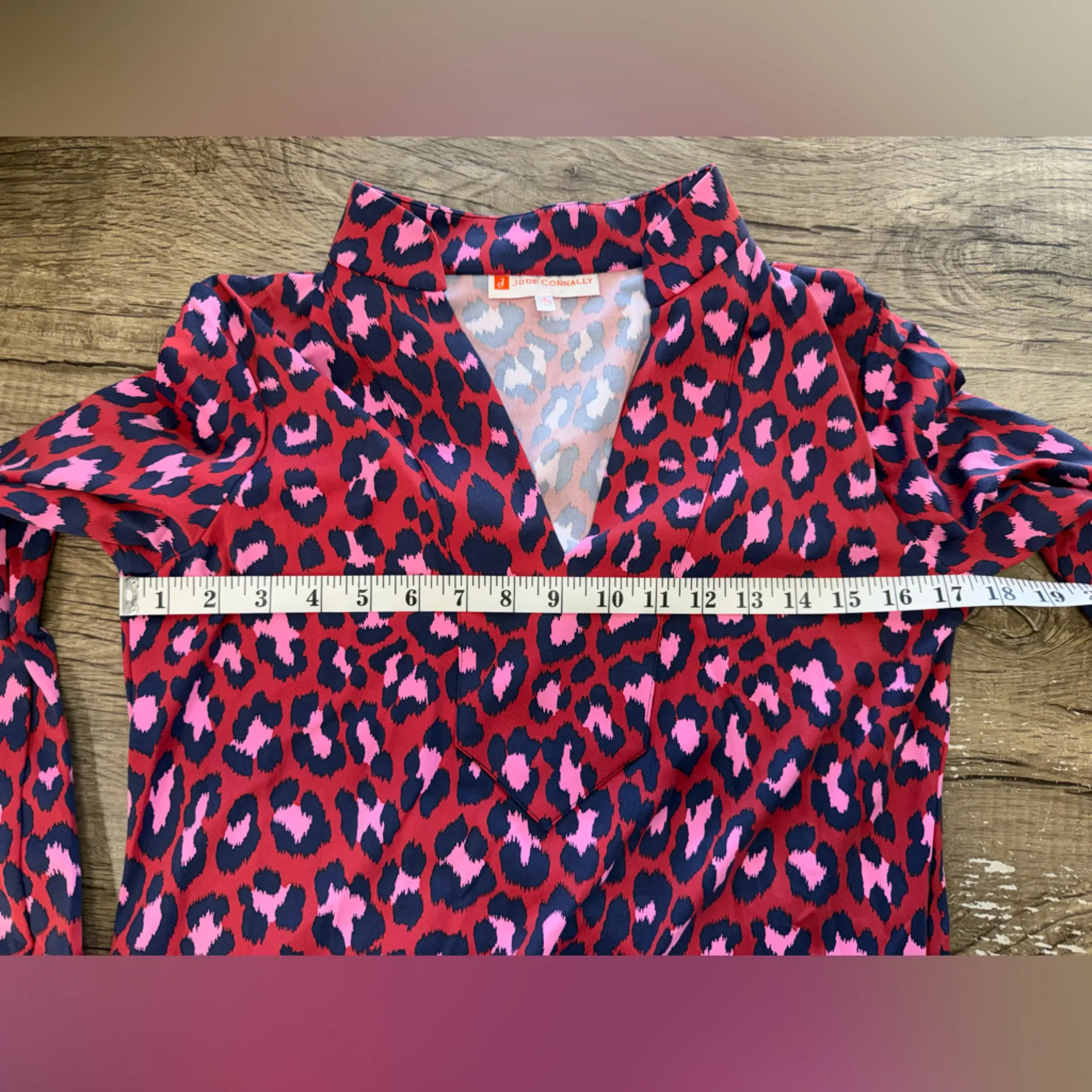 Jude Connally red and pink leopard print tunic top size small NWOT - Image 4
