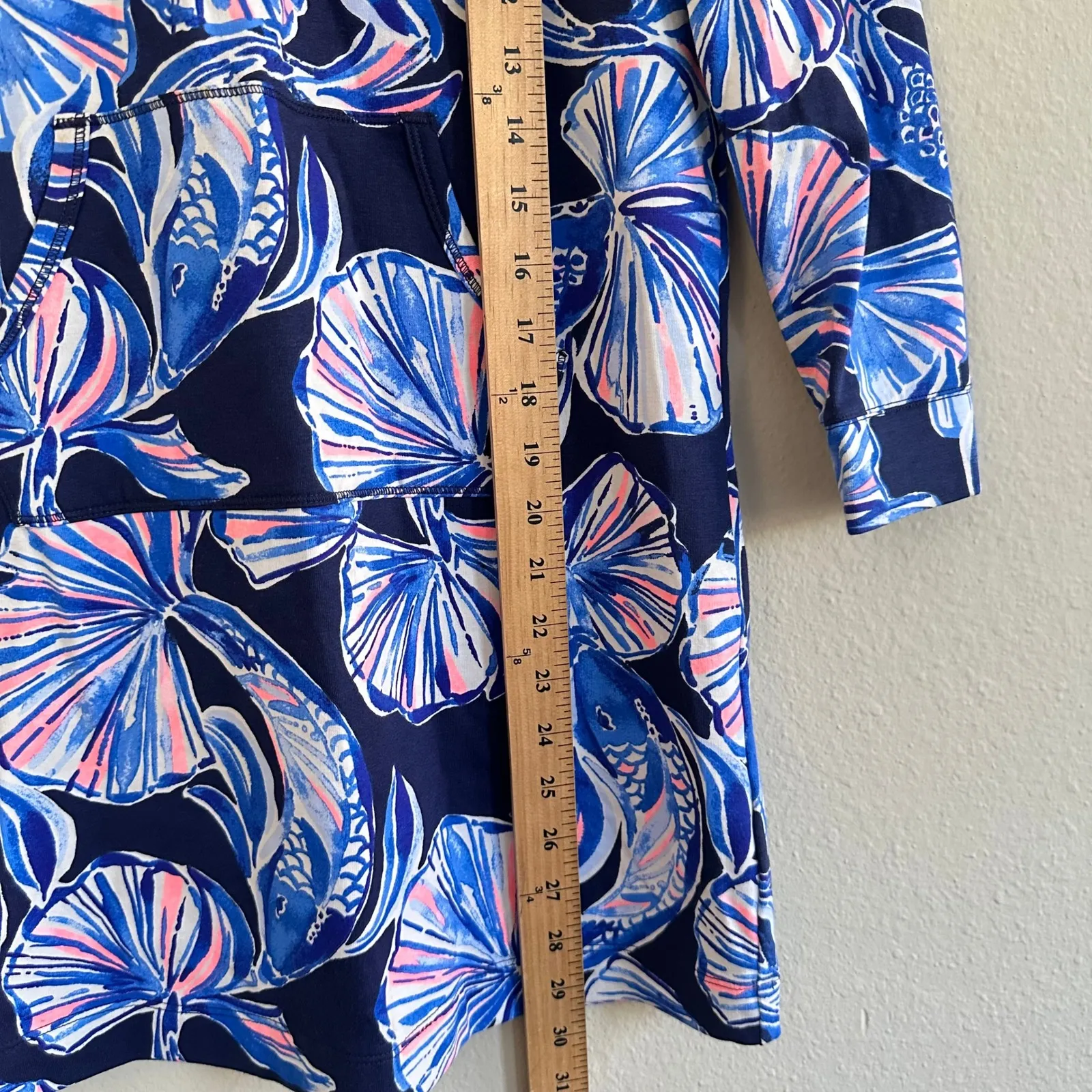 Lilly Pulitzer UPF50 Skipper Popover Dress Small Bright Navy in Reel Life‎ Print - Image 9