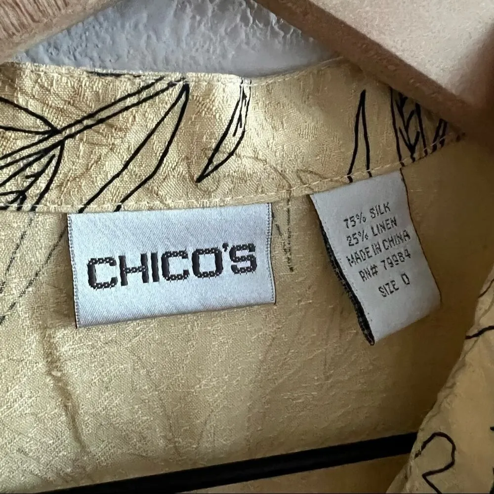 Chico’s Neutral Leaf Fauna Shier Sweater Topper Button Front Small - Image 3