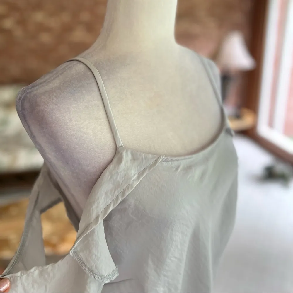 Key & Lime Flutter Sleeve Tank Top Cold Shoulder Tank Top Grey S Flowy Dressy Gray - Image 13