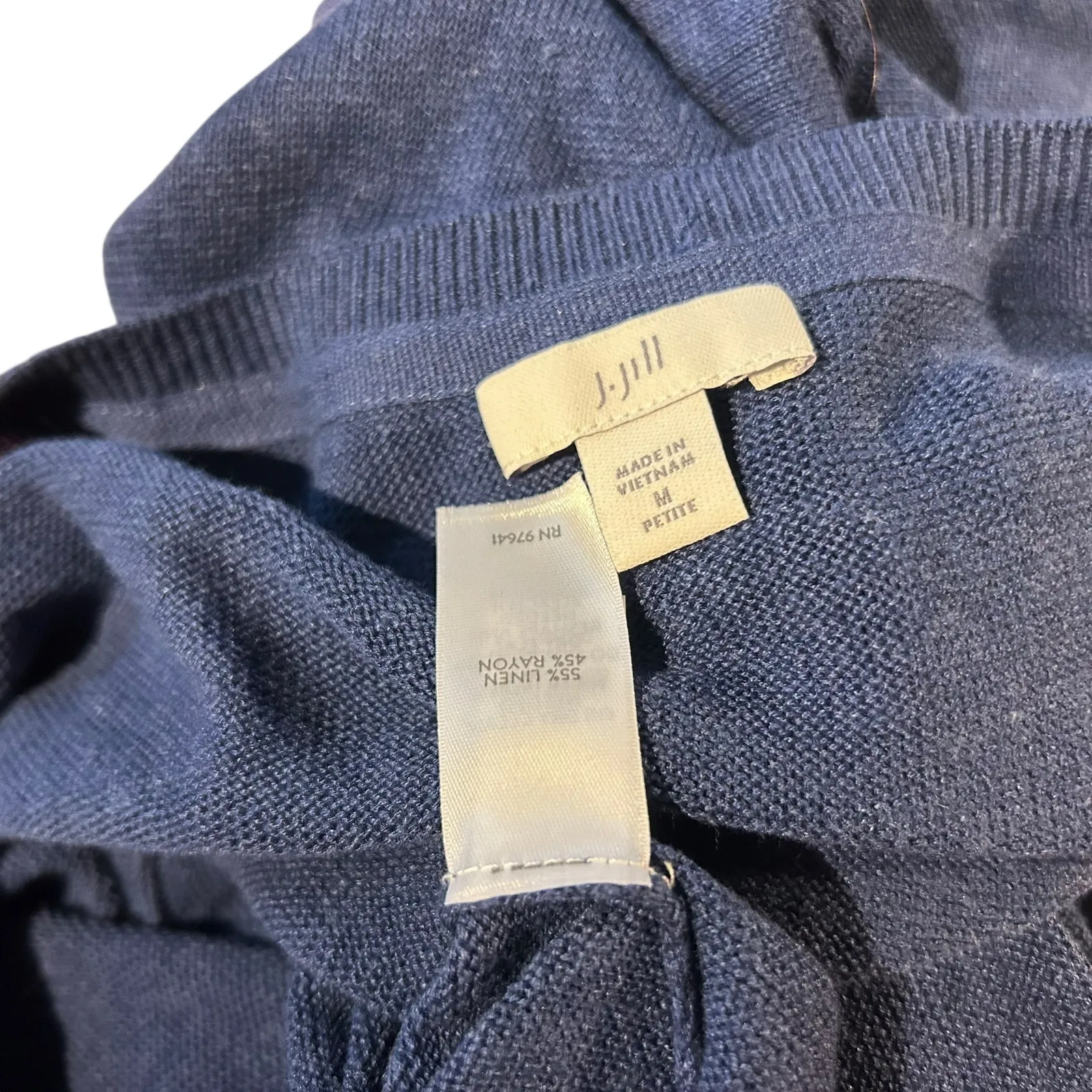 J. Jill Linen Blend Top Tunic Knit Dk Blue SZ M Petite Upscale Casual Preppy Size M - Image 8