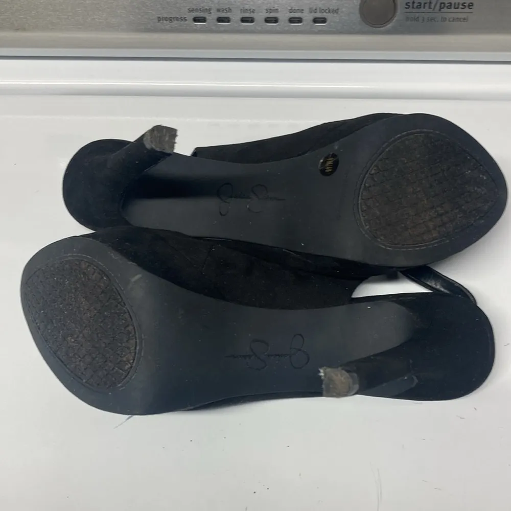 Jessica Simpson Suede Open Toe Slingback Buckle Closure Heels - Image 6