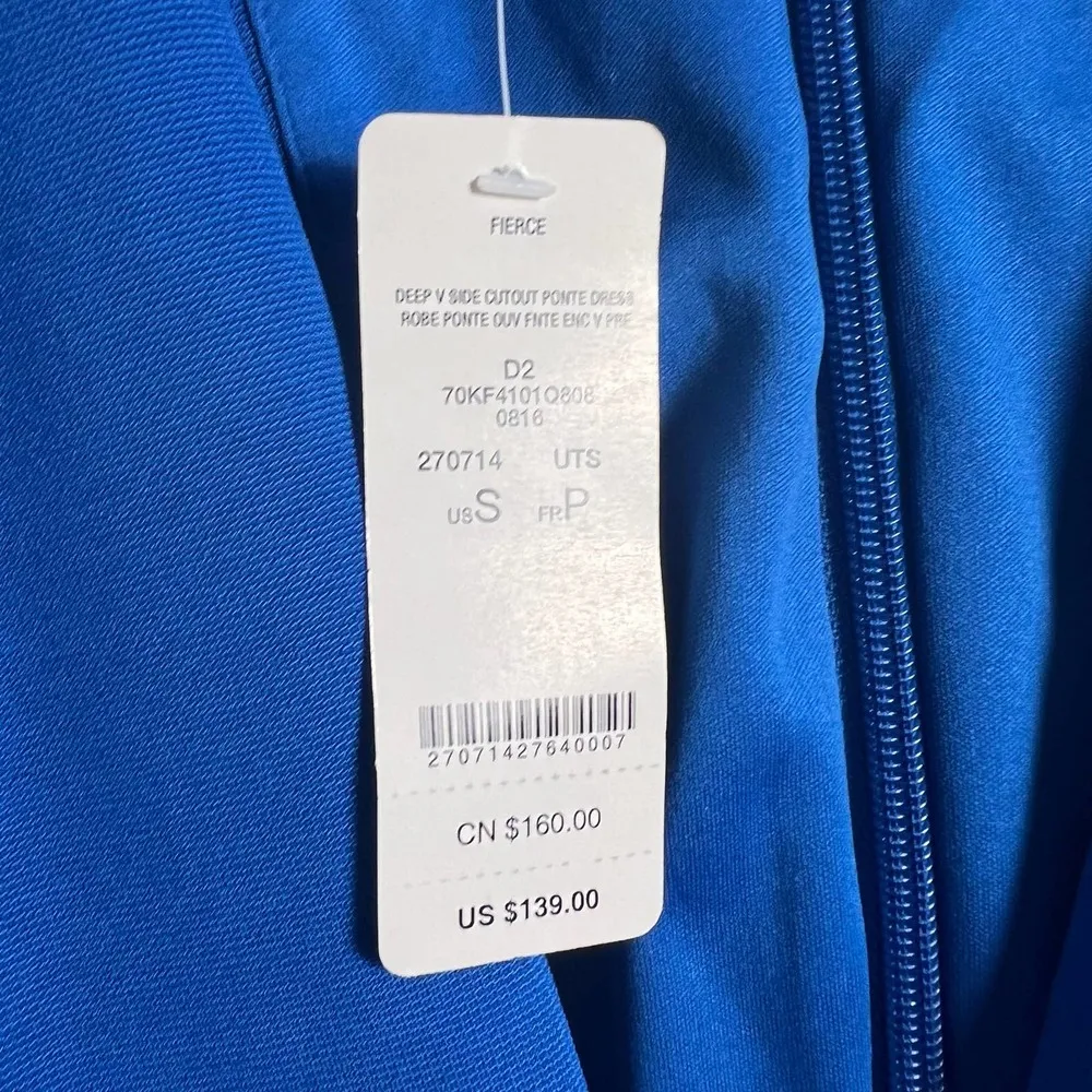 Bebe Fierce Deep V Plunge Side Cut Out Blue Ponte Dress Size S - Image 10