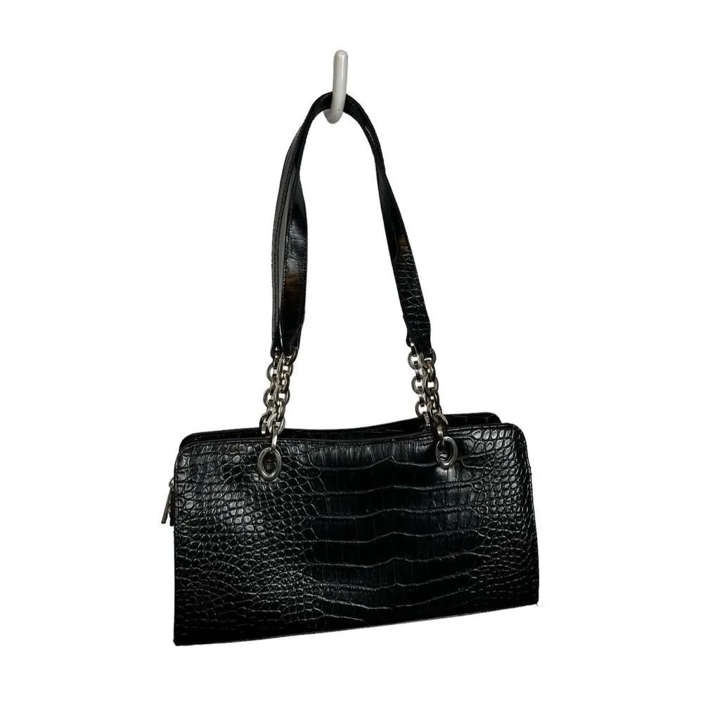 Alligator black printed faux leather shoulder handbag and matching long wallet - Image 14