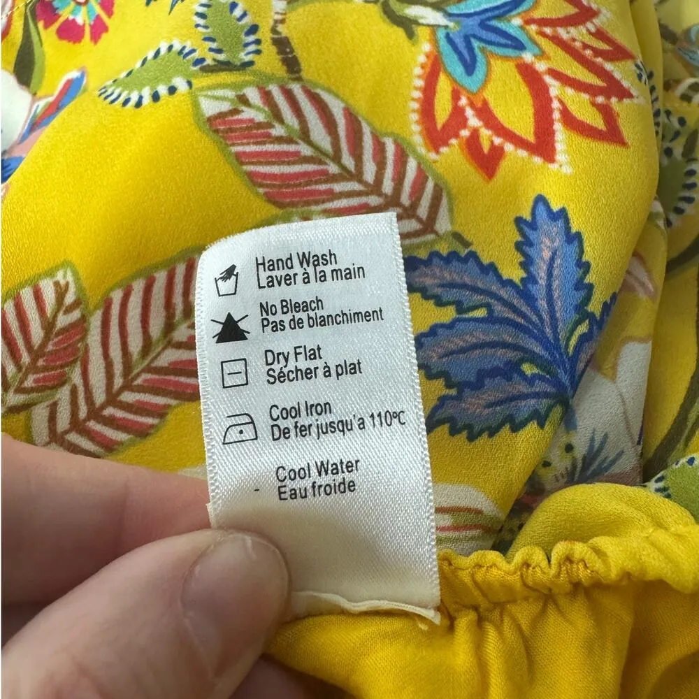 L Space Romper Women S/P Yellow Floral Boho Vacation Summer Spring Beach Party - Image 4