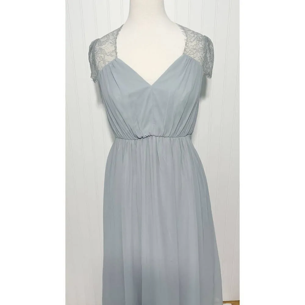 Asos Kate Lace Maxi Dress Gown Eyelash Lace V-Neck Short Sleeves Baby Blue 6‎ - Image 16