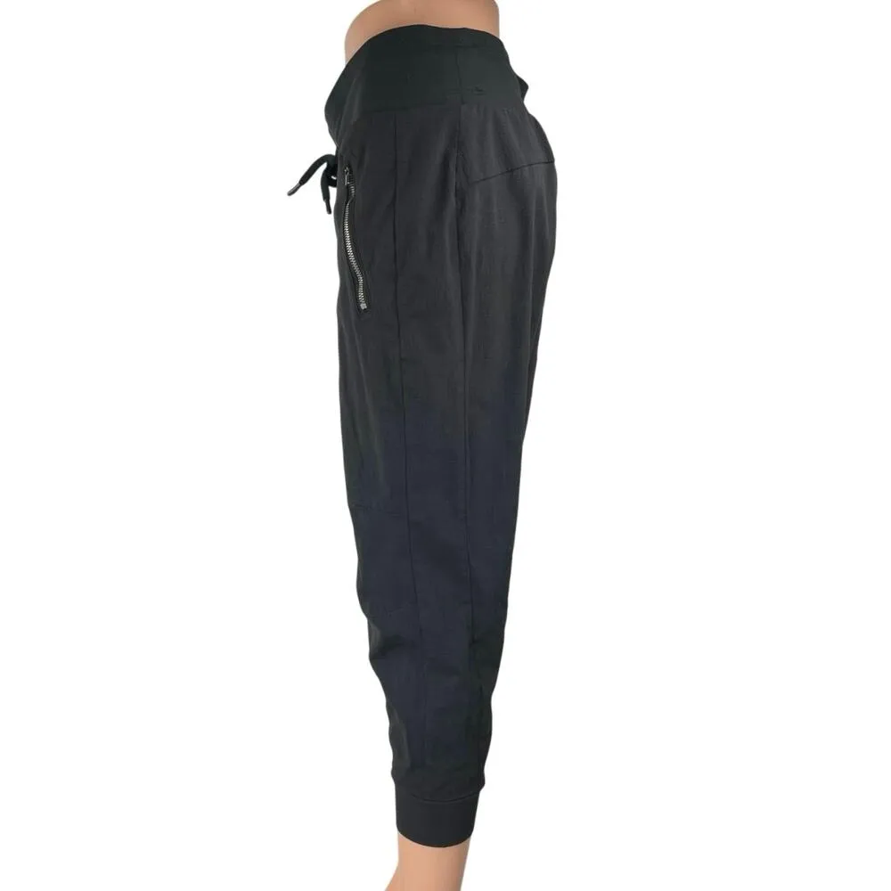Athleta Women's Black Drawstring Mid Rise Capri Athletic Jogger Pants Size 6 - Image 2