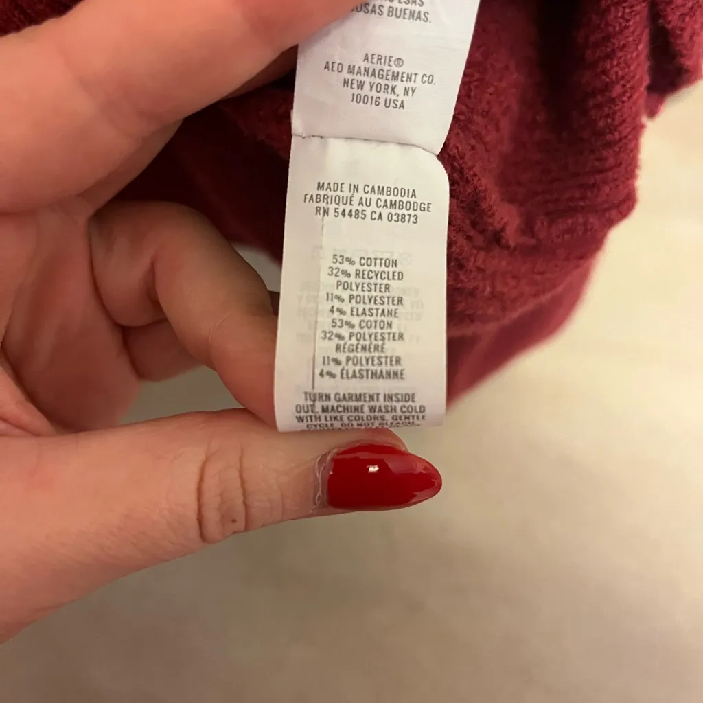 AERIE COZY UP WAFFLE BUTTON SWEATER - Image 3