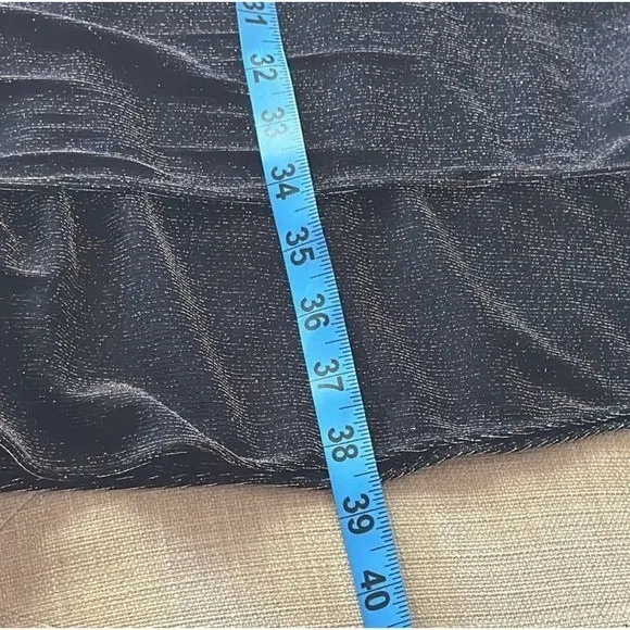 leslie fay 90 all black shimmery mid dress size 12P - Image 8