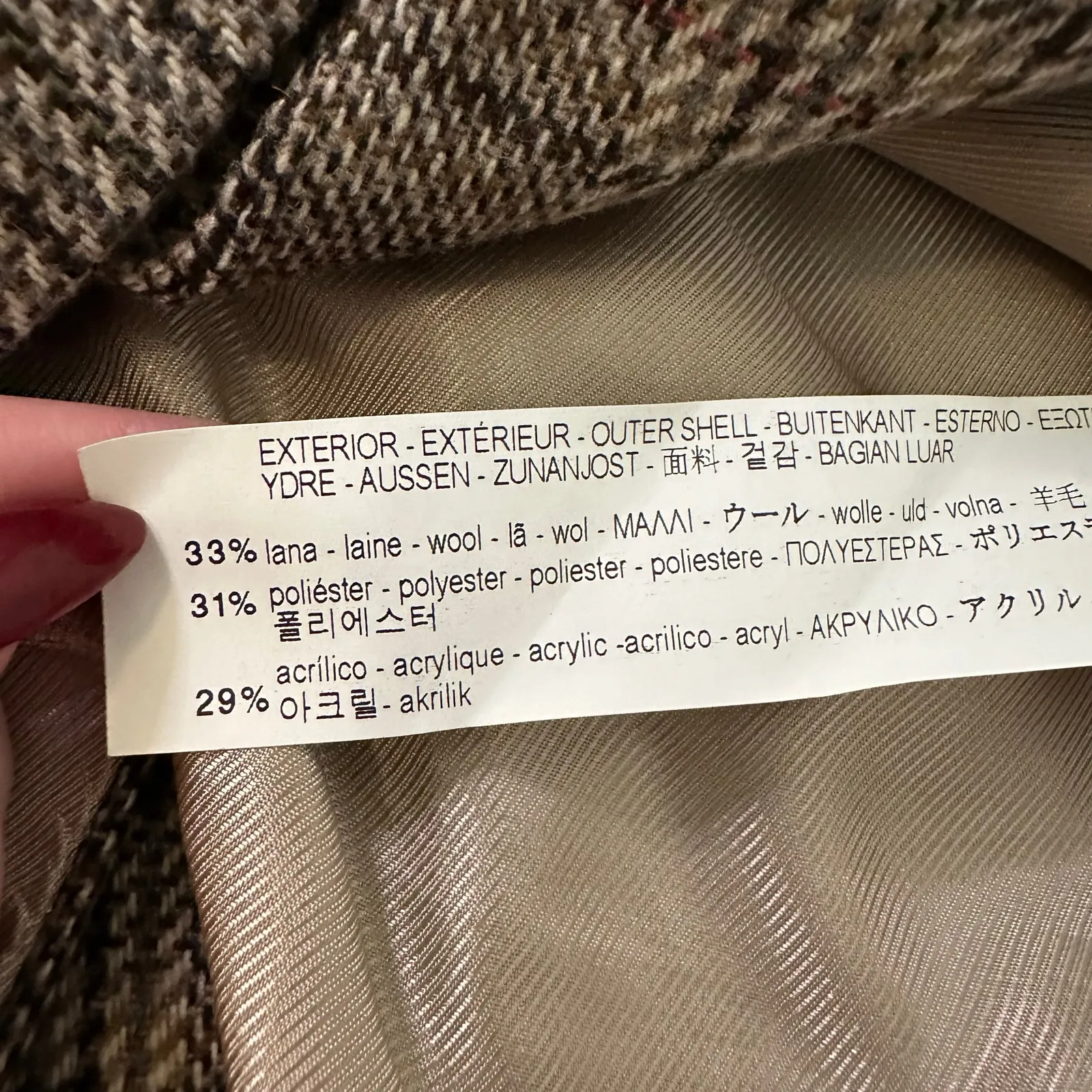 Zara Glen tan & brown plaid oversized blazer jacket size M - Image 8