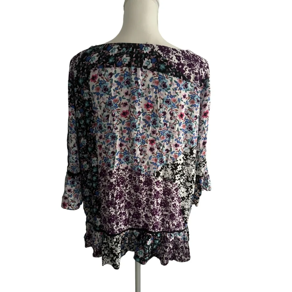 NEIMAN MARCUS Floral 3/4 Blouse Top Size Large - Image 6