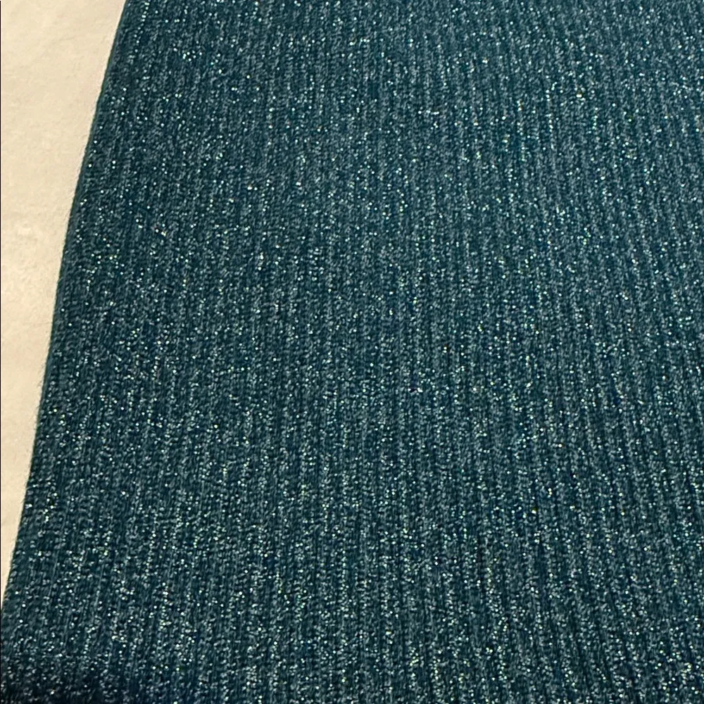 Sincerely Jules Teal Green Ribbed Metallic Knit Halter Dress NWT Blue Size M - Image 6