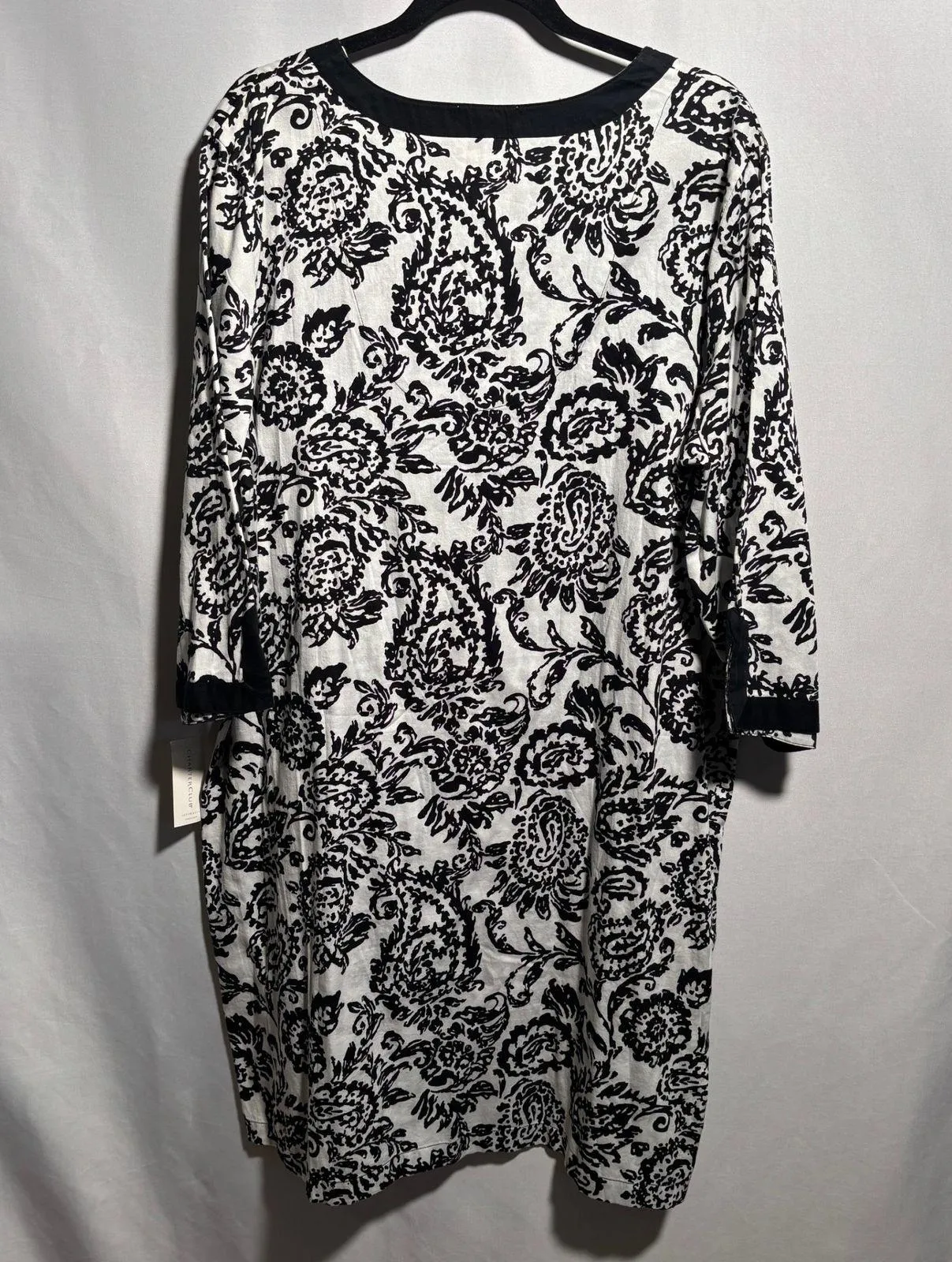 Charter Club Intimates XL Black White Paisley Floral Cotton Zip Dress Lounge NWT - Image 2